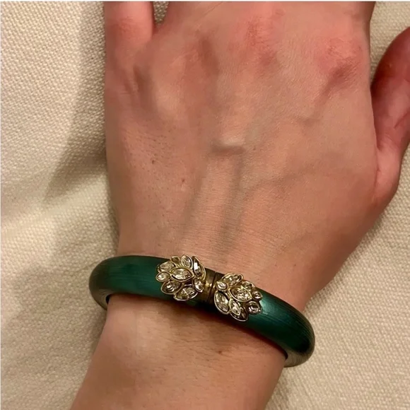 Alexis Bittar Jardin Mystere Blue Carved Lucite and Crystal Flower Accents - Picture 3 of 5